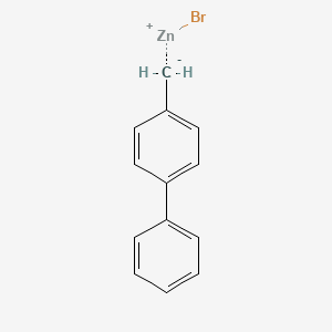 molecular formula C13H11BrZn B6307398 (Biphenyl-4-ylmethyl)zinc bromide, 0.50 M in THF CAS No. 1379583-54-6