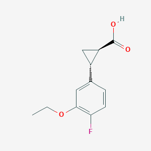 molecular formula C12H13FO3 B6307708 (1R,2R)-rel-2-(3-乙氧基-4-氟苯基)环丙烷-1-羧酸 CAS No. 2055841-05-7