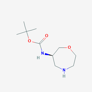 molecular formula C10H20N2O3 B6307960 t-Butyl N-[(6R)-1,4-oxazepan-6-yl]carbamate CAS No. 2306245-70-3