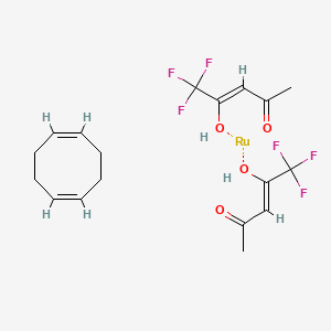 molecular formula C18H22F6O4Ru B6308282 Bis(1,1,1-trifluoro-2,4-pentanedionato)(1,5-cyclooctadiene)ruthenium(II), 98% CAS No. 38704-78-8