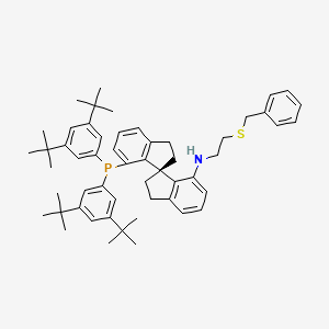 molecular formula C54H68NPS B6308314 (R)-(+)-7-[N-(2-Benzylthio)ethylamino]-7'-[bis(3,5-di-t-butylphenyl)phosphino]-2,2',3,3'-tetrahydro-1,1'-spirobindane, 97+% (>99% ee) [(R)-DTB-SpiroSAP-Bn] CAS No. 1809609-52-6
