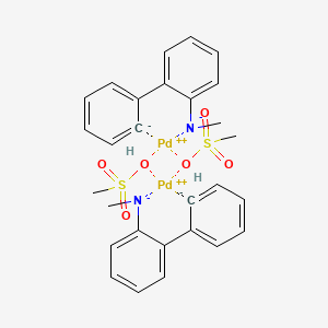 molecular formula C28H30N2O6Pd2S2 B6308431 (2'-Methylamino-1,1'-biphenyl-2-yl)methanesulfonatopalladium(II) dimer, min. 98% CAS No. 1581285-85-9