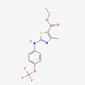 molecular formula C14H13F3N2O3S B6308777 Ethyl 5-methyl-3-((4-(trifluoromethoxy)phenyl)amino)-2,4-thiazolecarboxylate CAS No. 497083-33-7