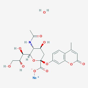 molecular formula C21H26NNaO12 B6309114 2'-(4-Methylumbelliferyl)-a-D-N-acetylneuraminic acid sodium salt hydrate, min. 95% CAS No. 1977472-73-3