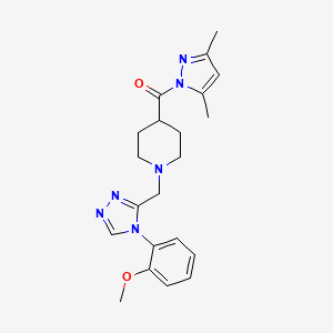 molecular formula C21H26N6O2 B6309310 4-[(3,5-Dimethyl-1H-pyrazol-1-yl)carbonyl]-1-{[4-(2-methoxyphenyl)-4h-1,2,4-triazol-3-yl]methyl}piperidine CAS No. 2108836-55-9