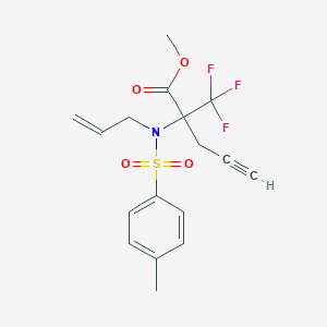 molecular formula C17H18F3NO4S B6309413 Methyl 2-{allyl[(4-methylphenyl)sulfonyl]amino}-2-(trifluoromethyl)pent-4-ynoate, 97% CAS No. 864166-12-1