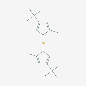 molecular formula C22H36Si B6309477 Dimethylbis(2-methyl-4-tert-butylcyclopentadienyl)silane CAS No. 126116-86-7