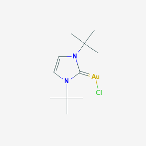 molecular formula C11H20AuClN2 B6309727 Chloro[1,3-bis(1,1'-dimethylethyl)2H-imidazol-2-ylidene]gold(I), 98% CAS No. 839722-07-5