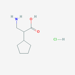 molecular formula C8H16ClNO2 B6309734 rac-3-Amino-2-cyclopentyl-propionic acid hydrochloride CAS No. 2118017-16-4