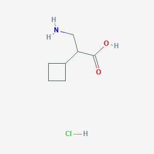 molecular formula C7H14ClNO2 B6309735 rac-3-Amino-2-cyclobutyl-propionic acid hydrochloride CAS No. 2138429-90-8