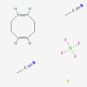 molecular formula C12H18BF4IrN2- B6309799 四氟硼酸双(乙腈)(1,5-环辛二烯)铱(I), min. 97% CAS No. 32679-03-1