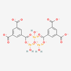 molecular formula C18H11Fe3O16 B6309821 Iron(III) 1,3,5-benzenetricarboxylate hydrate, porous (F-free MIL-100(Fe), KRICT F100) [Iron trimesate] CAS No. 1257379-83-1