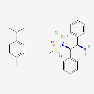 molecular formula C25H31ClN2O2RuS B6309834 氯代（对伞花烃）[（1R，2R）-（-）-2-氨基-1，2-二苯乙基（甲基磺酰胺基）]钌（II）RuCl（对伞花烃）[（R，R）-MsDpen] CAS No. 1097730-63-6