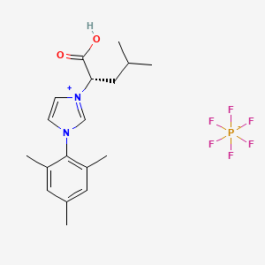 molecular formula C18H25F6N2O2P B6309865 1-(2,4,6-Trimethylphenyl)-3-[(2S)-4-methylpentanoic acid]imidazolium hexafluorophosphate, min. 95% CAS No. 1788856-37-0