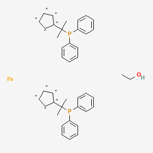 molecular formula C42H46FeOP2 B6309873 1,1'-Bis(1-diphenylphosphino-1-methylethyl)ferrocene ethanol adduct, 97% HiersoPHOS-6 (Sylphos) CAS No. 109313-83-9
