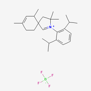 molecular formula C25H38BF4N B6309880 2-[2,6-Bis(1-methylethyl)phenyl]-3,3,6,8-tetramethyl-2-azoniaspiro[4.5]dec -1,7-diene tetrafluoroborate Trivertal-CAAC CAS No. 2760991-39-5