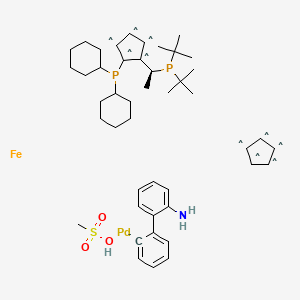 molecular formula C45H66FeNO3P2PdS- B6309906 布鲁诺钯环，含量≥98% CAS No. 1702311-34-9