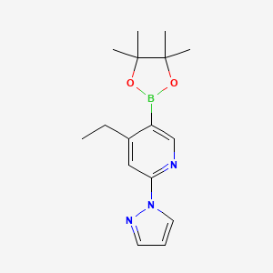 molecular formula C16H22BN3O2 B6310023 4-Ethyl-6-(1H-pyrazol-1-yl)pyridine-3-boronic acid pinacol ester CAS No. 2096333-43-4