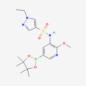 molecular formula C17H25BN4O5S B6310039 5-(1-Ethyl-1H-pyrazole-4-sulfonamido)-6-methoxypyridine-3-boronic acid pinacol ester CAS No. 1083326-81-1