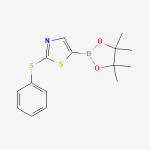molecular formula C15H18BNO2S2 B6310098 2-(Phenylsulfanyl)thiazole-5-boronic acid pinacol ester CAS No. 2096336-93-3