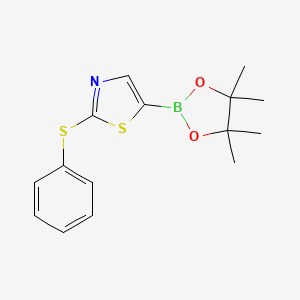 molecular formula C15H18BNO2S2 B6310098 2-(Phenylthio)-5-(4,4,5,5-tetramethyl-1,3,2-dioxaborolan-2-yl)thiazole CAS No. 2096336-93-3