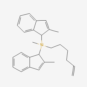molecular formula C27H32Si B6310152 Bis(2-methylinden-1-yl)(5-hexen-1-yl)methylsilane CAS No. 1858242-38-2