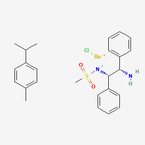 molecular formula C25H31ClN2O2RuS B6310354 氯（对伞花烃）[（1S，2S）-（-）-2-氨基-1，2-二苯乙基（甲基磺酰胺基）]钌（II） RuCl（对伞花烃）[（S，S）-MsDpen] CAS No. 329371-25-7