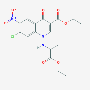 molecular formula C17H18ClN3O7 B6310374 7-Chloro-1-(ethoxycarbonyl-methyl-amino)-6-nitro-4-oxo-1,4-dihydro-quinoline-3-carboxylic acid ethyl ester CAS No. 1089342-30-2