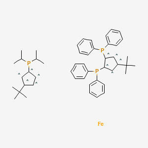 molecular formula C48H57FeP3 B6310393 1',4-Bis(t-butyl)-1,2-bis(diphenylphosphino)-3'-(di-i-propylphosphino)ferrocene, 98% HiersoPHOS-1 CAS No. 1313012-94-0