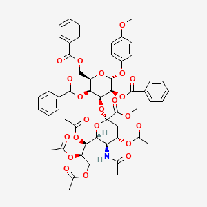 molecular formula C54H57NO22 B6310412 methyl (2S,4S,5R,6R)-5-acetamido-4-acetyloxy-2-[(2R,3S,4S,5S,6R)-3,5-dibenzoyloxy-2-(benzoyloxymethyl)-6-(4-methoxyphenoxy)oxan-4-yl]oxy-6-[(1S,2R)-1,2,3-triacetyloxypropyl]oxane-2-carboxylate CAS No. 1858224-03-9