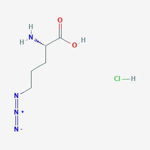molecular formula C5H11ClN4O2 B6310464 delta-Azido-L-ornithine hydrochloride, delta-Azido-L-norvaline hydrochloride, (S)-2-Amino-5-azidopentanoic acid hydrochloride (H-L-Orn(N3)-OH.HCl) CAS No. 1782935-10-7
