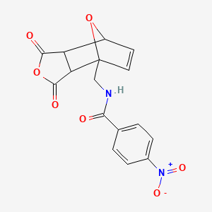 molecular formula C16H12N2O7 B6310491 exo-cis-(+/-)-1-(Benzylamido-methyl-4-nitro)-7-oxabicyclo[2.2.1]hept-5-en-2,3-dicarboxylic anhydride;  98% CAS No. 1335042-27-7