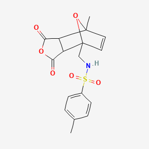 molecular formula C17H17NO6S B6310494 exo-cis-(+/-)-1-[(1-Sulfonamidomethyl-4-methyl-benzyl)]-4-methyl-7-oxabicyclo[2.2.1]hept-5-en-2,3-dicarboxylic anhydride;  98% CAS No. 167847-40-7