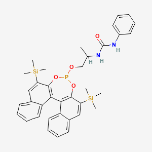 molecular formula C36H41N2O4PSi2 B6310590 1-{2S)-1-[(11bR)-2,6-Bis(trimethylsilyl)dinaphtho[2,1-d:1',2'-f][1,3,2]dioxaphosphepin-4-yloxy]propan-2-yl}-3-phenylurea, 97% CAS No. 1357562-70-9