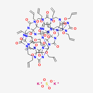 molecular formula C72H84K2N24O28S B6310600 Perallyloxycucurbit[6]uril (AOCB[6]) potassium sulfate, 94% mod CAS No. 558445-90-2