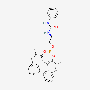 molecular formula C32H29N2O4P B6310602 1-{(2S)-1-[(11bS)-2,6-Dimethyldinaphtho[2,1-d:1',2'-f][1,3,2]dioxaphosphepin-4-yloxy]propan-2-yl}-3-phenylurea, 97% CAS No. 1357562-63-0