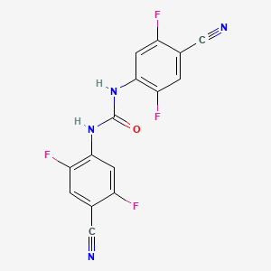 molecular formula C15H6F4N4O B6310947 N,N'-Bis(2,5-difluoro-4-cyanophenyl)urea, 97% CAS No. 2088942-57-6