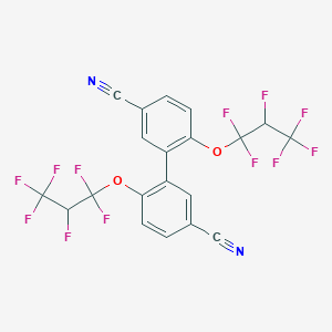 molecular formula C20H8F12N2O2 B6310974 2,2'-Bis(1,1,2,3,3,3-Hexafluoropropoxy)-5,5'-dicyano-1,1'-diphenyl CAS No. 2088943-21-7
