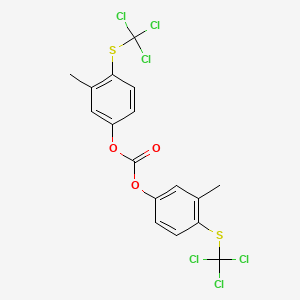 molecular formula C17H12Cl6O3S2 B6310982 3,3'-Dimethyl-4,4'-bis(trichloromethylthio)-diphenyl carbonate, 95% CAS No. 2088945-41-7