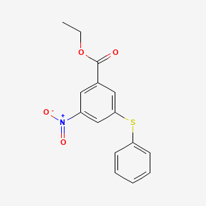 molecular formula C15H13NO4S B6311089 3-Nitro-5-thiophenyl-benzoic acid ethyl ester CAS No. 2088941-89-1