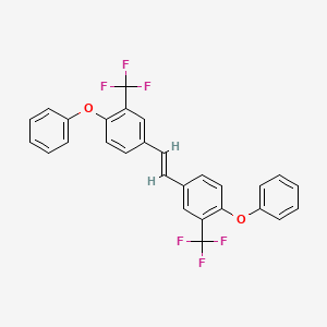 molecular formula C28H18F6O2 B6311143 4,4'-Bis(phenoxy)-3,3'-bis(trifluoromethyl)stilbene, 96% CAS No. 2088951-27-1