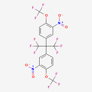 molecular formula C17H6F12N2O6 B6311150 Bis(3-nitro-4-trifluoromethoxyphenyl)-hexafluoropropane, 94% CAS No. 2088945-54-2