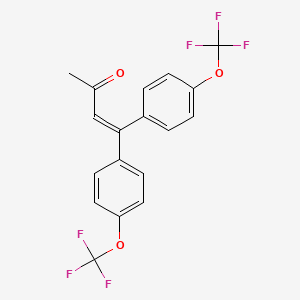 molecular formula C18H12F6O3 B6311164 2,2-Bis(4-trifluoromethoxyphenyl)ethenyl methyl ketone, 96% CAS No. 2088945-86-0