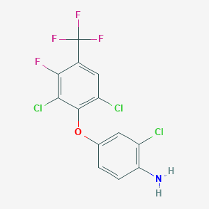 molecular formula C13H6Cl3F4NO B6311177 2-Chloro-4-[2,6-dichloro-3-fluoro-4-(trifluoromethyl)phenoxy]aniline CAS No. 1237418-34-6