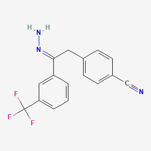 molecular formula C16H12F3N3 B6311193 4-[2-Hydrazinylidene-2-[3-(trifluoromethyl)phenyl]ethyl]benzonitrile CAS No. 1203564-54-8