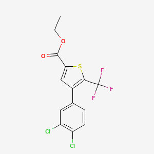 molecular formula C14H9Cl2F3O2S B6311310 4-(3,4-Dichlorophenyl)-5-(trifluoromethyl)-2-thiophenecarboxylic acid ethyl ester CAS No. 1099009-17-2