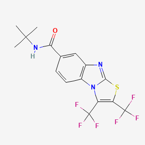 molecular formula C16H13F6N3OS B6311325 2,3-Bis(trifluoromethyl)-[1.3]thiazolo[3.2-a]benzimidazol-7-N-tert-butyl-carboxamide CAS No. 2088943-00-2