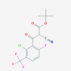 molecular formula C15H12ClF4NO3 B6311369 tert-Butyl 3-[(2'-chloro-6'-fluoro-3'-(trifluoromethyl))phenyl]-2-cyano-3-oxopropanoate CAS No. 2088945-26-8
