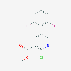 molecular formula C13H8ClF2NO2 B6311391 2-Chloro-5-(2',6'-difluorophenyl)nicotinic acid methyl ester CAS No. 2088942-31-6
