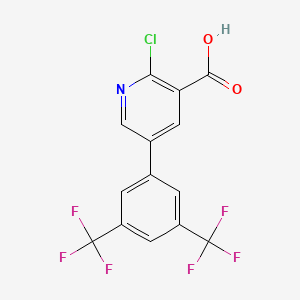 molecular formula C14H6ClF6NO2 B6311424 2-Chloro-5-[3,5-bis(trifluoromethyl)phenyl]nicotinic acid CAS No. 2088945-45-1